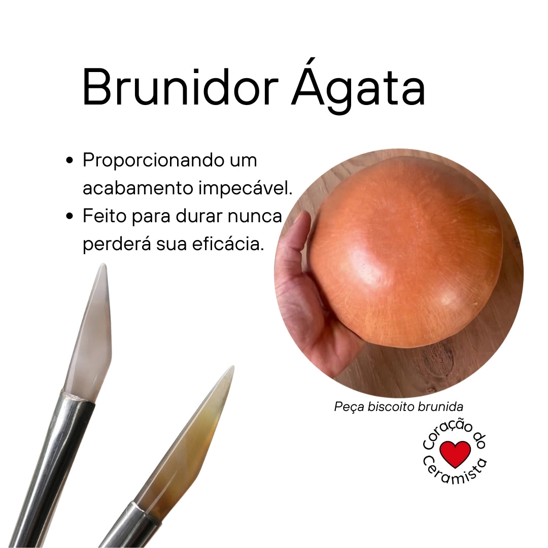 Brunidor de Ágata para Cerâmica com Cabo — Polimento e Acabamento