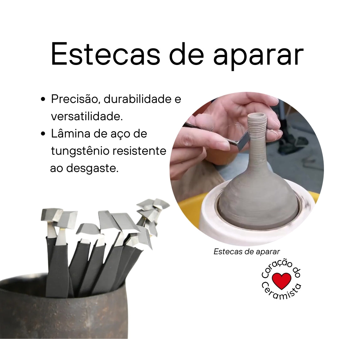 Esteca de Aço de Tungstênio para Cerâmica — 16 Modelos para Aparar e Acabar