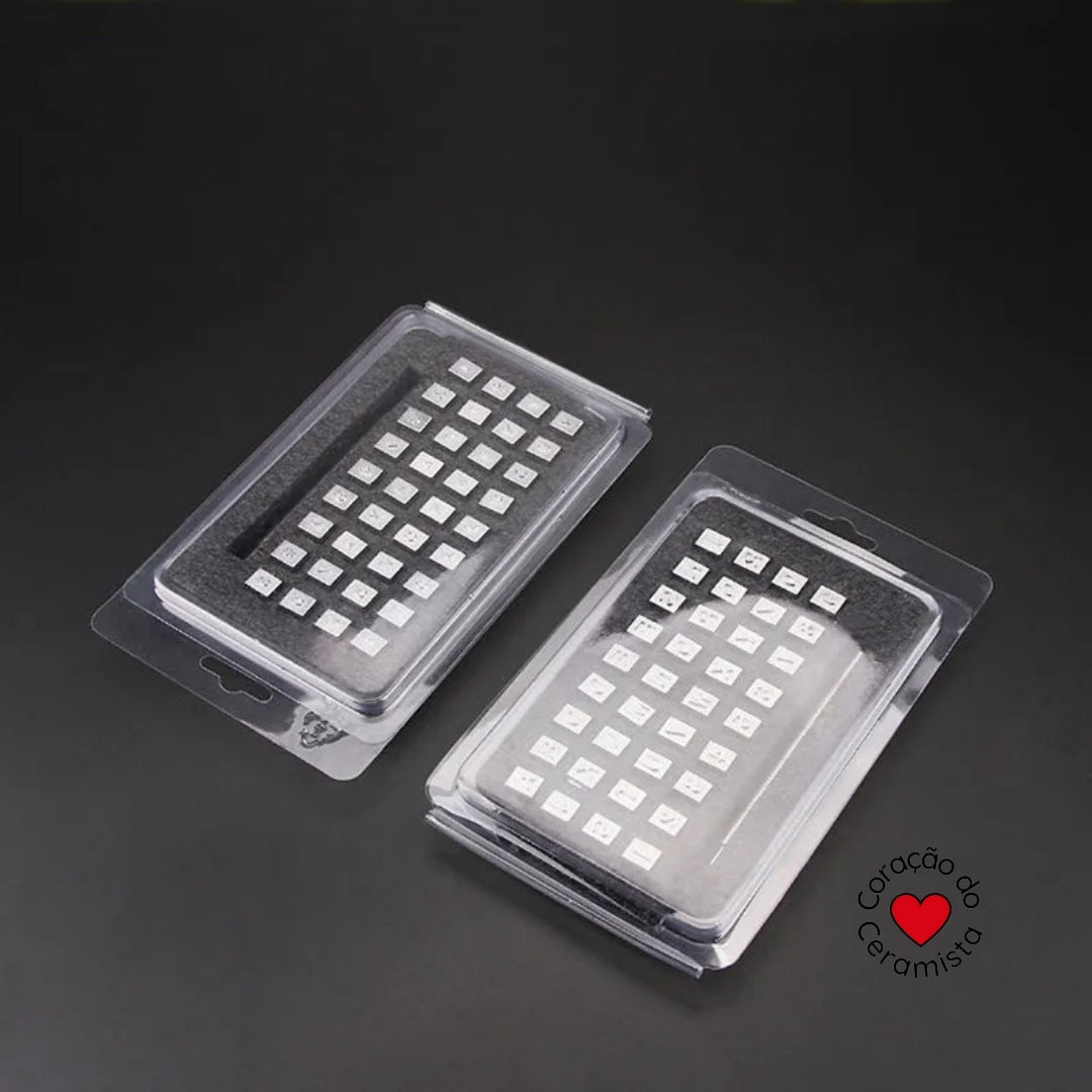 Conjunto de Letras e Números em Aço Inoxidável para Argila — 3,5 mm ou 6,5 mm