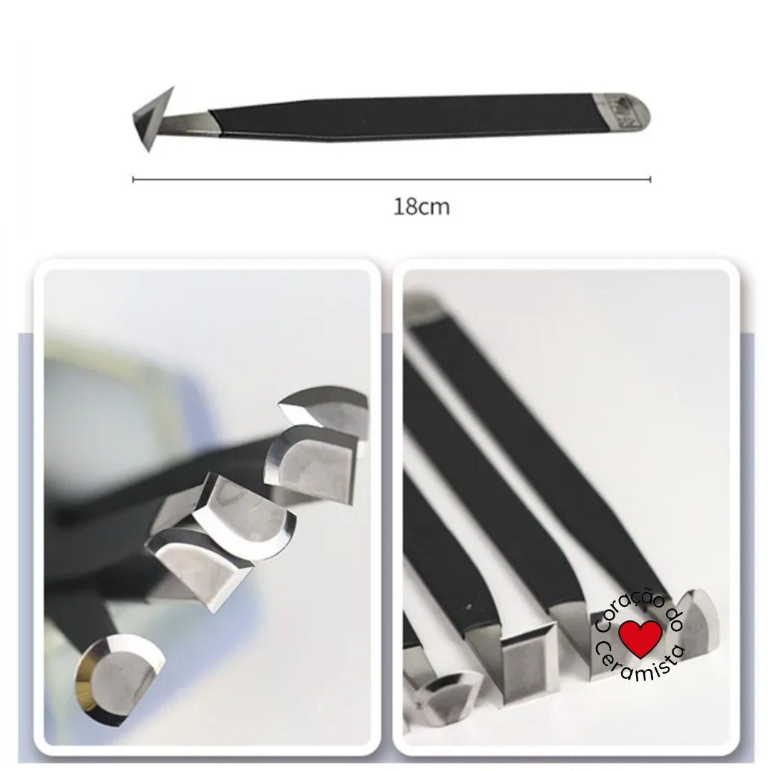 Esteca de Aço de Tungstênio para Cerâmica — 16 Modelos para Aparar e Acabar