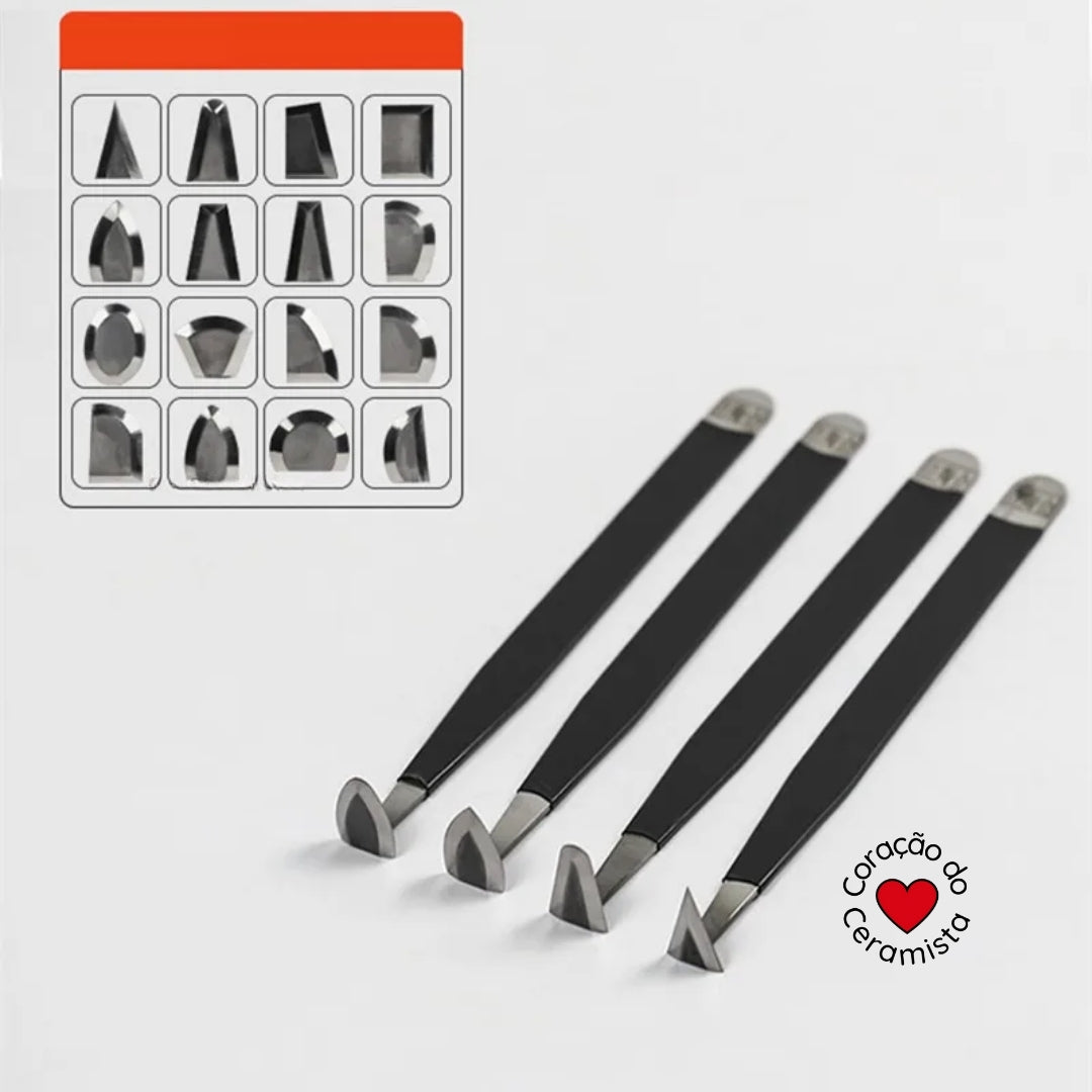 Esteca de Aço de Tungstênio para Cerâmica — 16 Modelos para Aparar e Acabar
