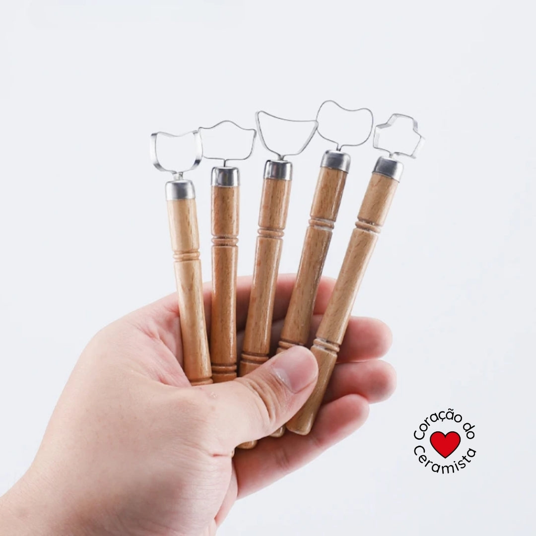 Ferramentas para Modelar Alças de Cerâmica — Kit com 5 Perfis