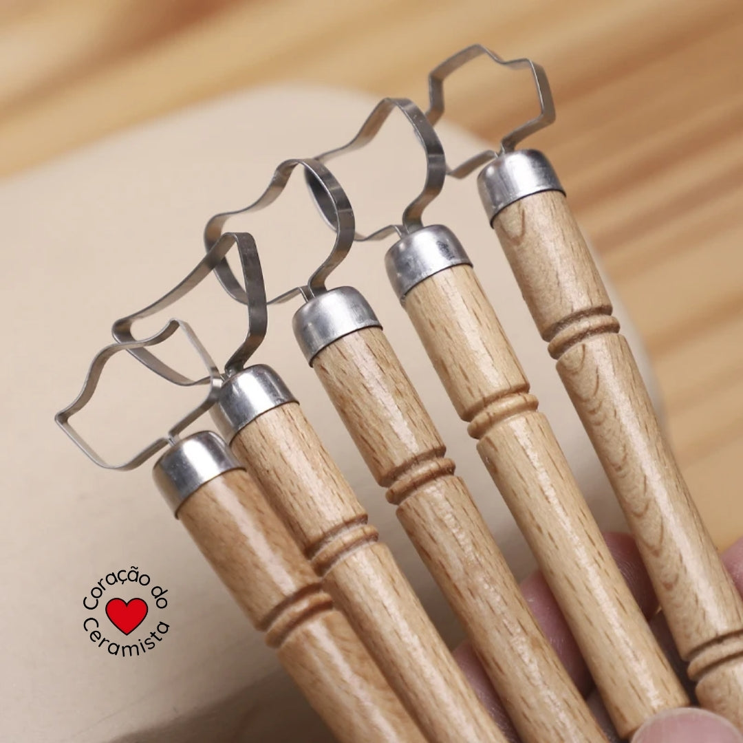 Ferramentas para Modelar Alças de Cerâmica — Kit com 5 Perfis