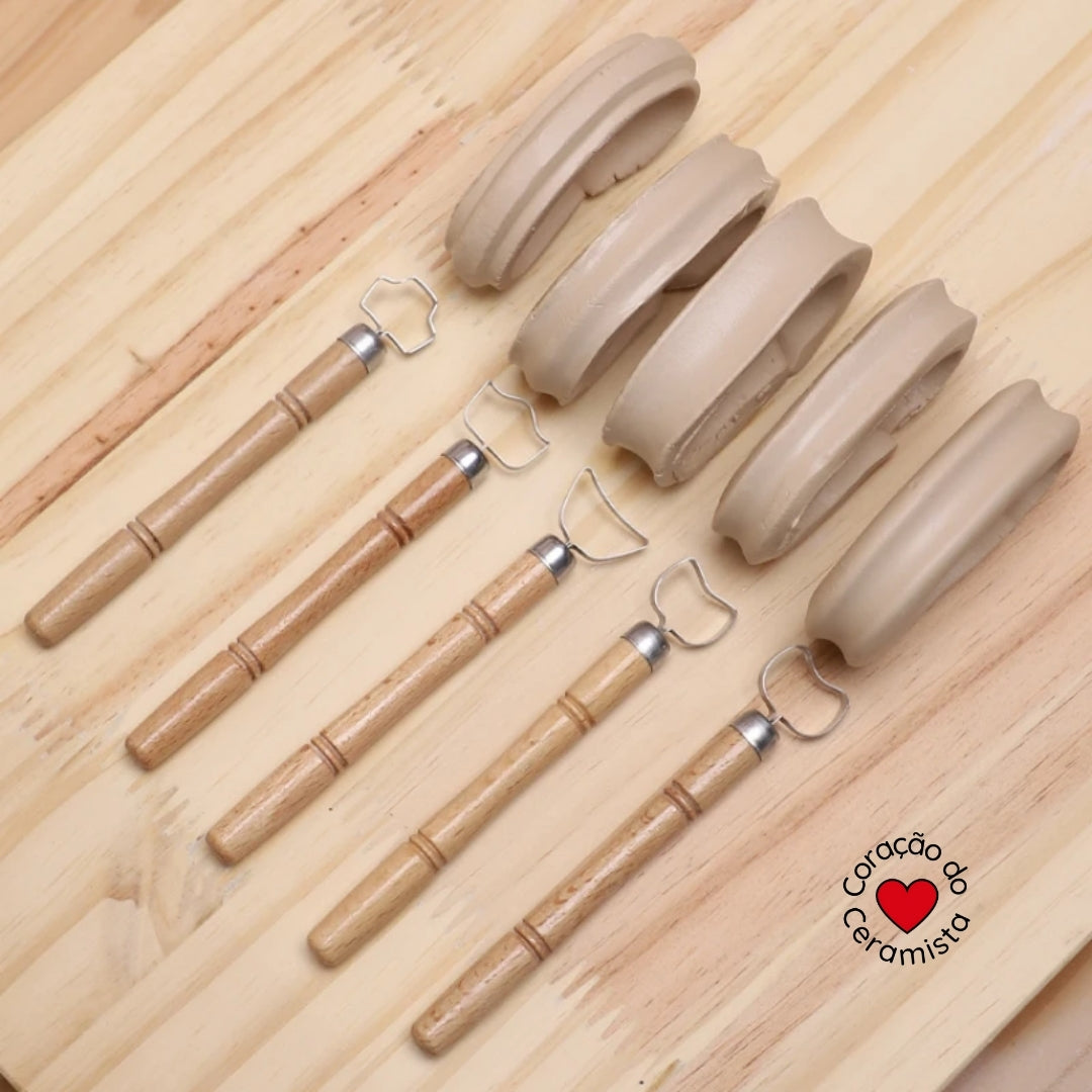 Ferramentas para Modelar Alças de Cerâmica — Kit com 5 Perfis