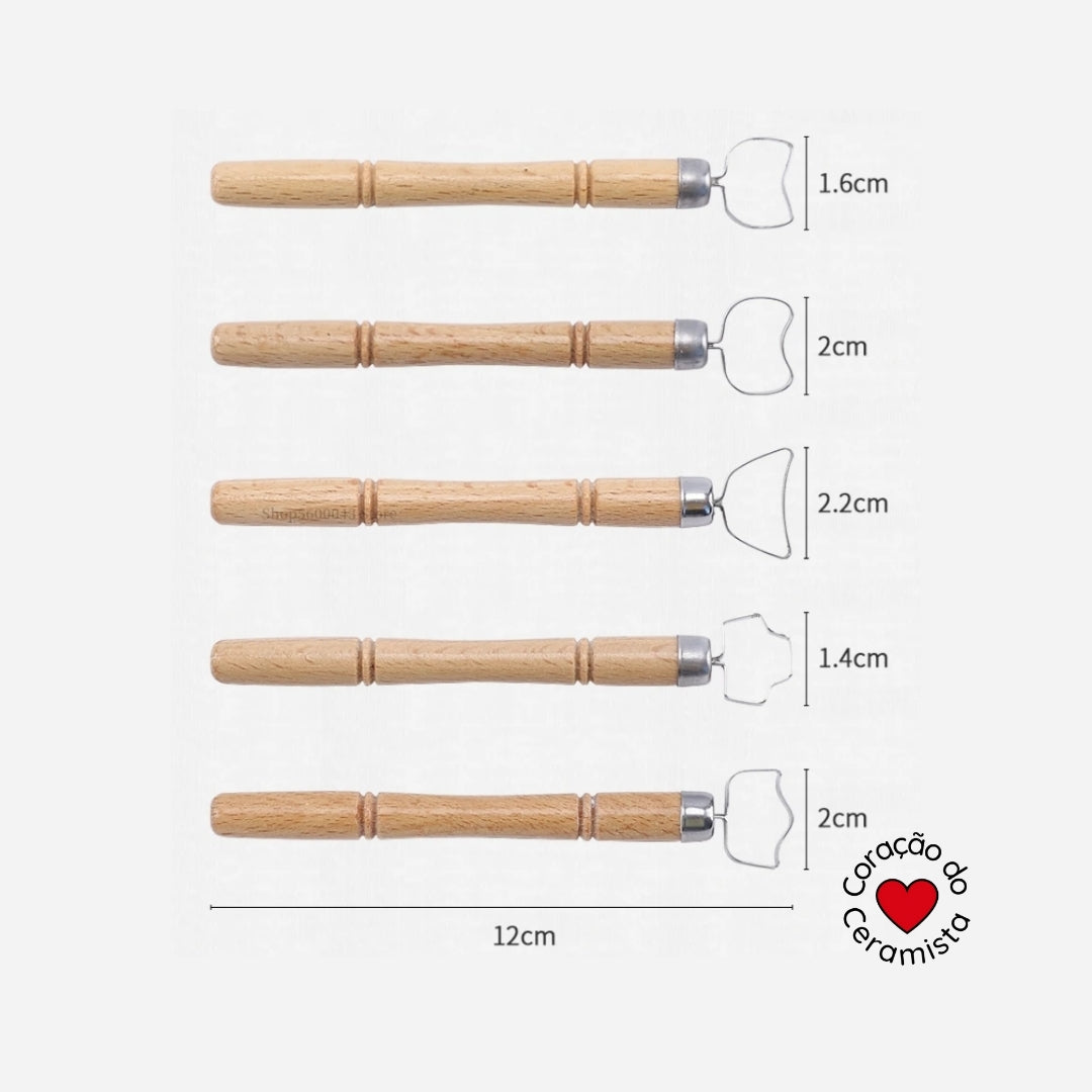 Ferramentas para Modelar Alças de Cerâmica — Kit com 5 Perfis