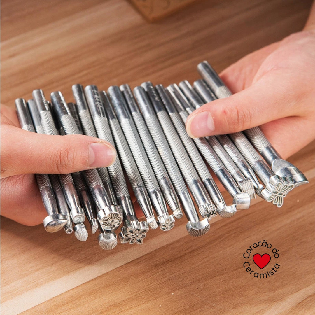 Conjunto de Ferramentas de Impressão em Metal com 20 Peças para argila