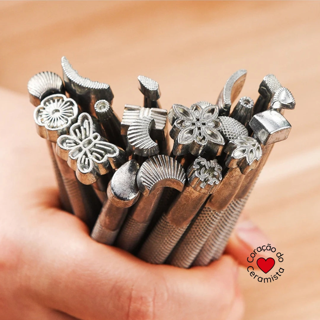 Conjunto de Ferramentas de Impressão em Metal com 20 Peças para argila