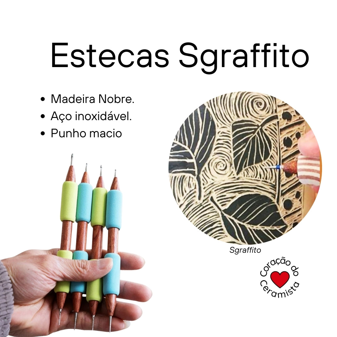Esteca para Sgraffito em Argila — Escolha o Modelo A ou B