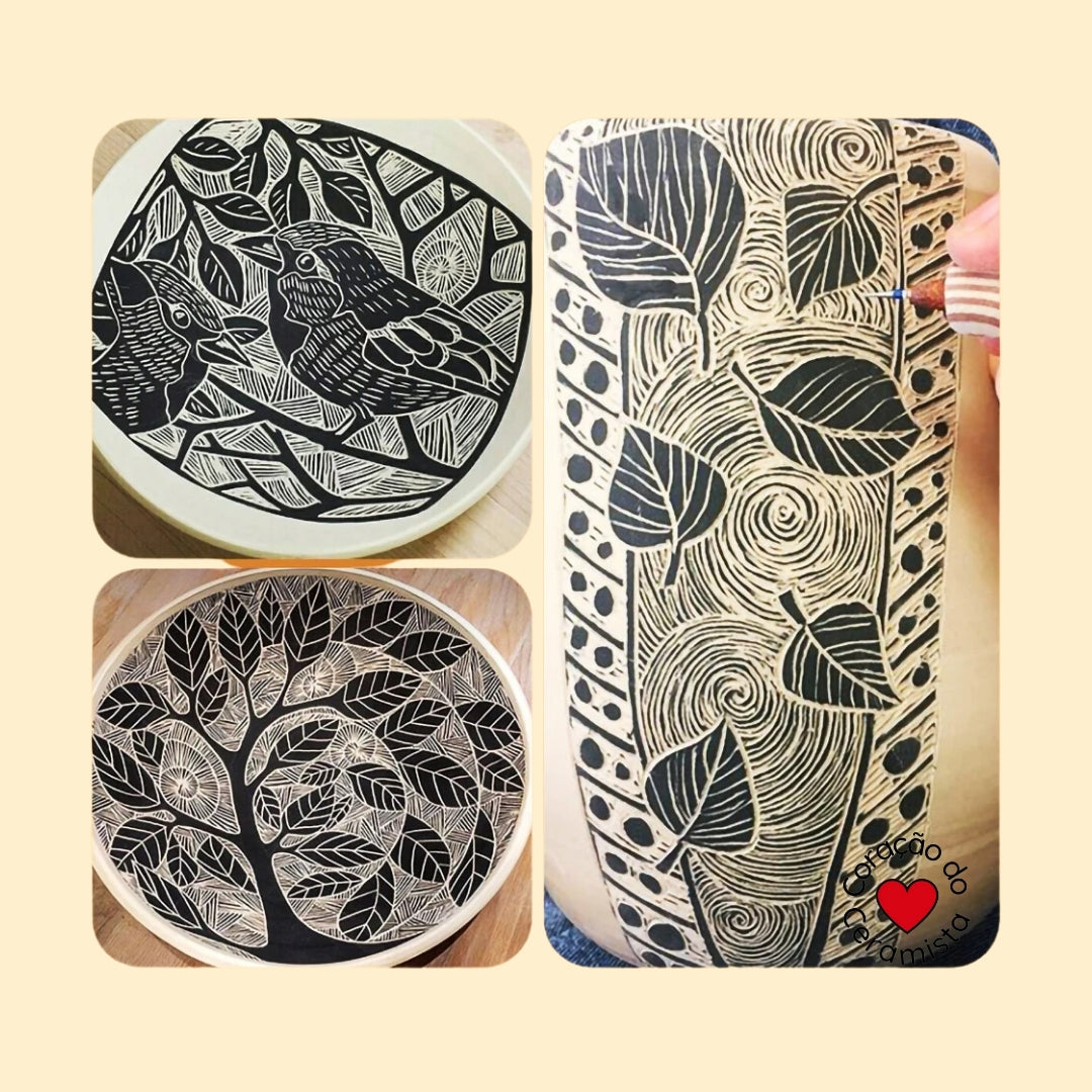 Esteca para Sgraffito em Argila — Escolha o Modelo A ou B