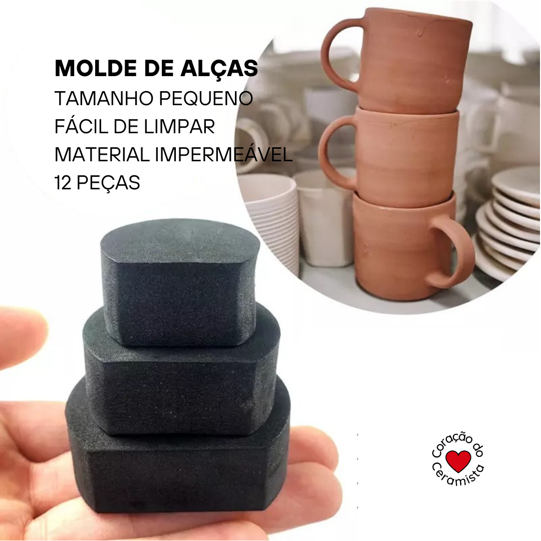 Moldes para Modelar Alças de Cerâmica — Kit com 12 Formatos