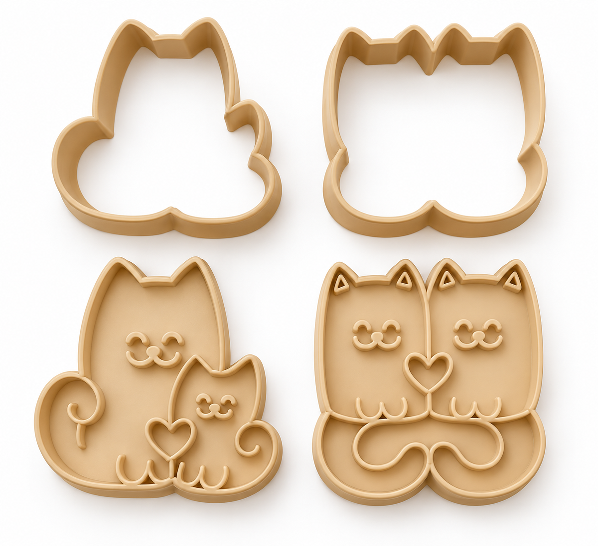 Kit Carimbo e Cortador Gatinhos Love 5,5cm para Cerâmica