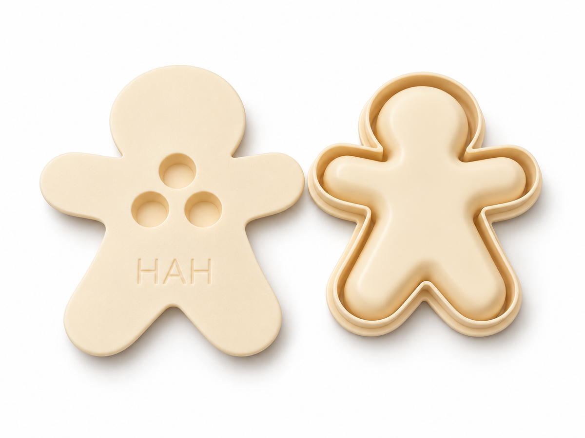 Dupla de Moldes Ginger Bola de Natal com Cortadores em PLA para Cerâmica