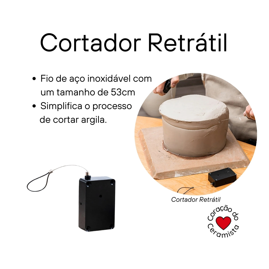 Cortador Retrátil de Argila — Fio de Aço Inoxidável com 53cm