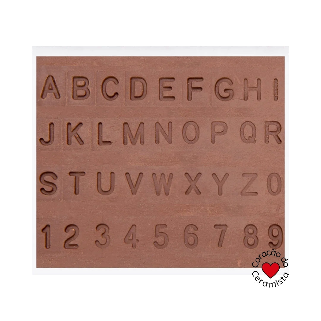 Conjunto de Letras e Números em Aço Inoxidável para Argila — 3,5 mm ou 6,5 mm