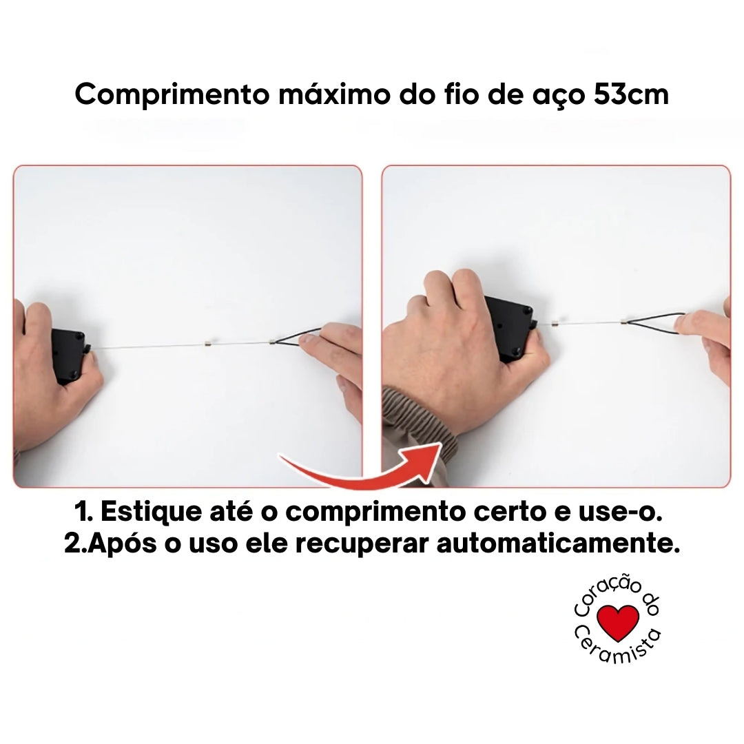 Cortador Retrátil de Argila — Fio de Aço Inoxidável com 53cm