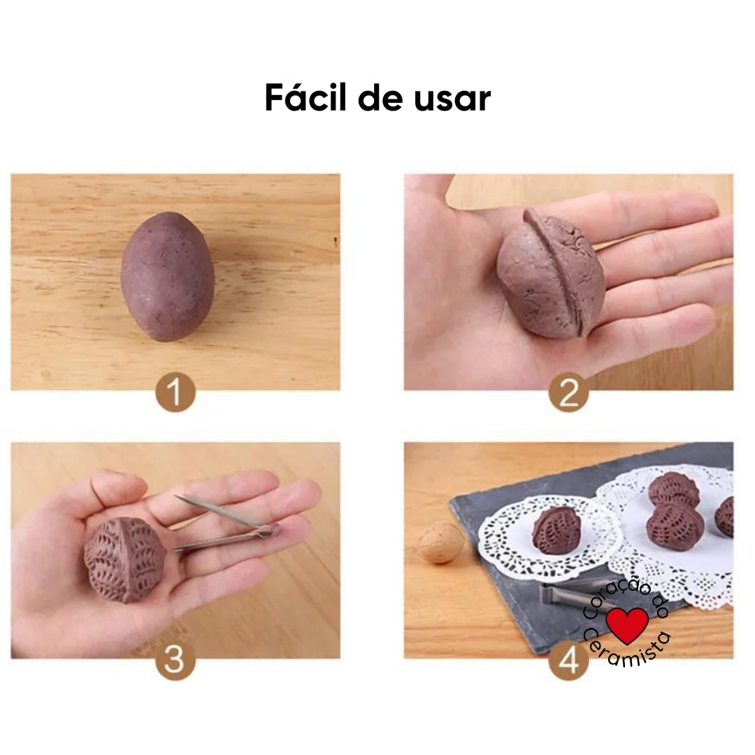 Clipes de Textura para Argila em Inox 304 — Kit com 11 Peças