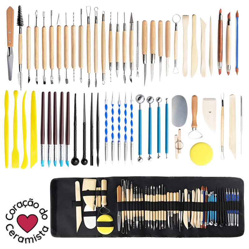 Kit de Estecas para Cerâmica — Conjunto com 61 Peças