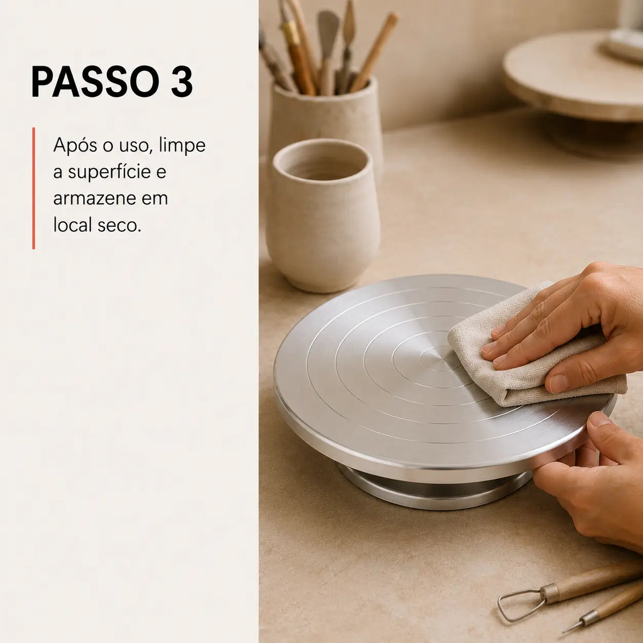 Torno Manual para Cerâmica — Liga de Alumínio para Pintura e Acabamento