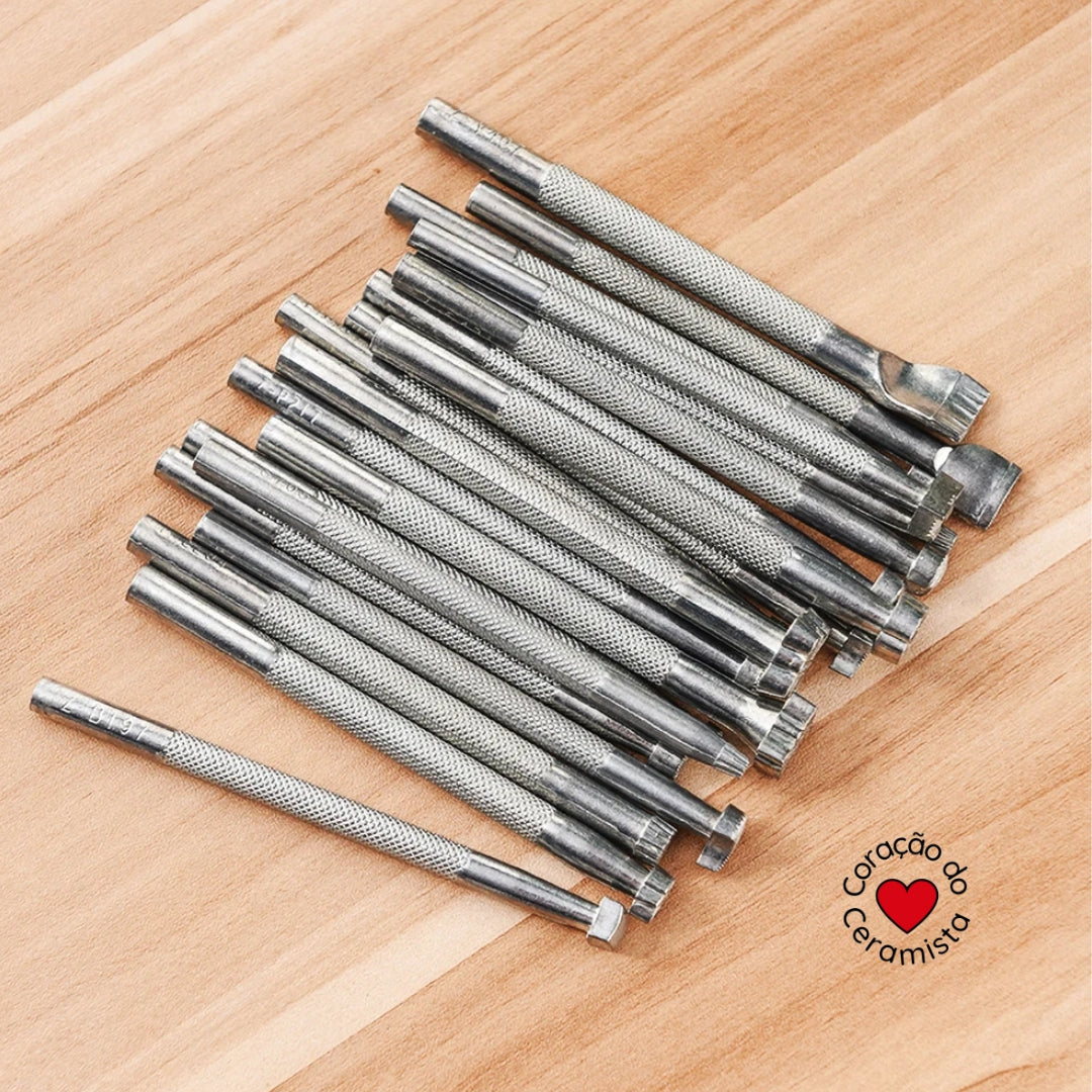 Conjunto de Ferramentas de Impressão em Metal com 20 Peças para argila