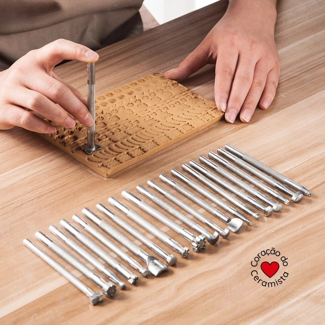 Conjunto de Ferramentas de Impressão em Metal com 20 Peças para argila