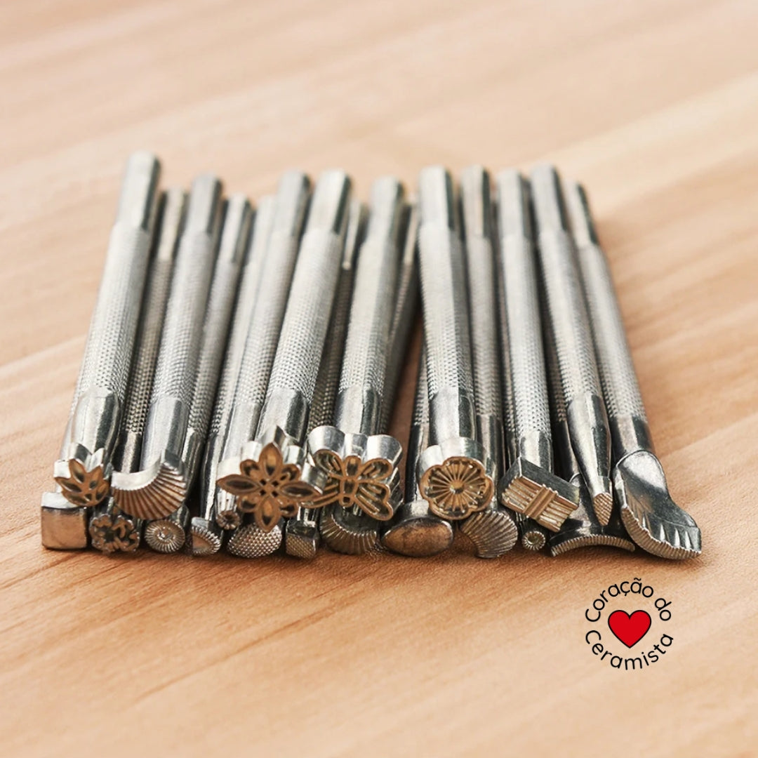Conjunto de Ferramentas de Impressão em Metal com 20 Peças para argila