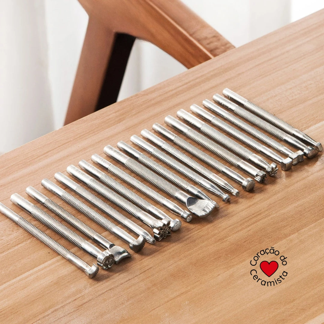 Conjunto de Ferramentas de Impressão em Metal com 20 Peças para argila
