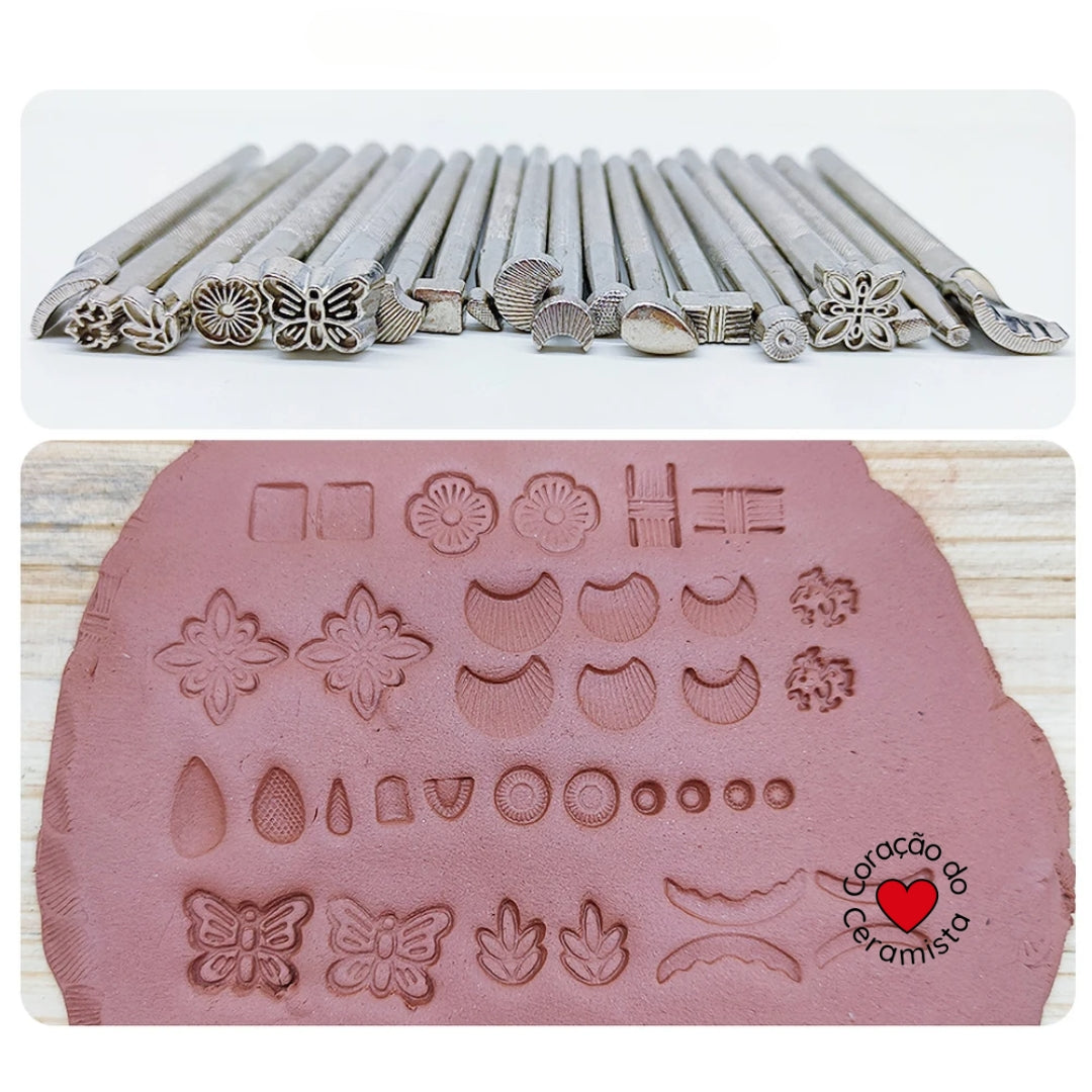 Conjunto de Ferramentas de Impressão em Metal com 20 Peças para argila