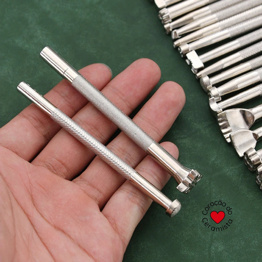 Conjunto de Ferramentas de Impressão em Metal com 20 Peças para argila