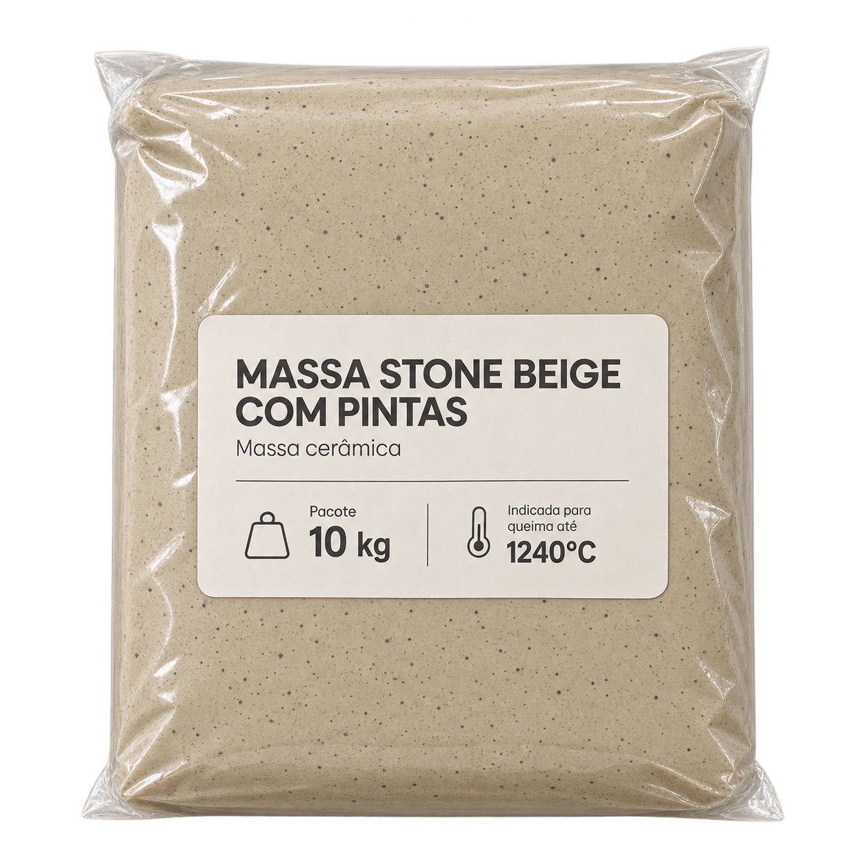 Massa Cerâmica Stone Beige com Pintas 10kg (até 1240°C)