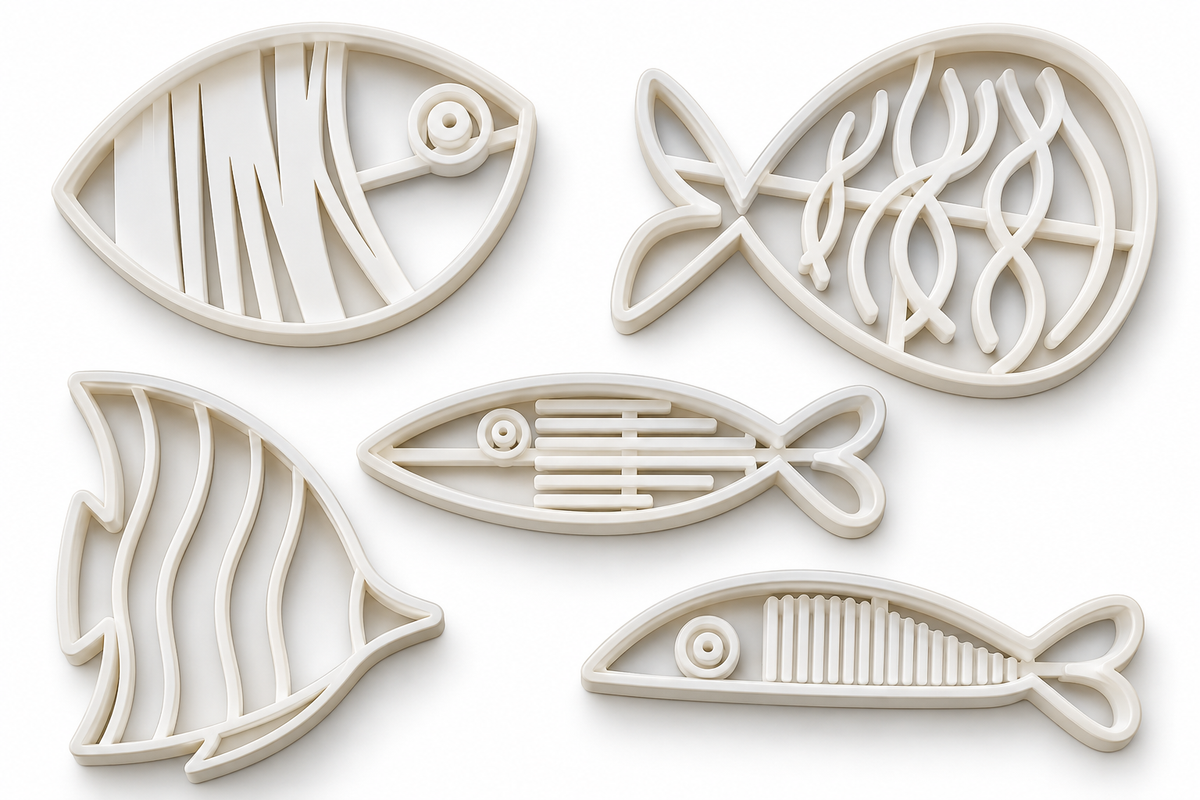 Kit de Moldes Peixes 20cm para Cerâmica