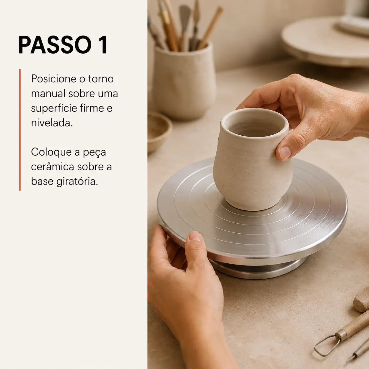 Torno Manual para Cerâmica — Liga de Alumínio para Pintura e Acabamento
