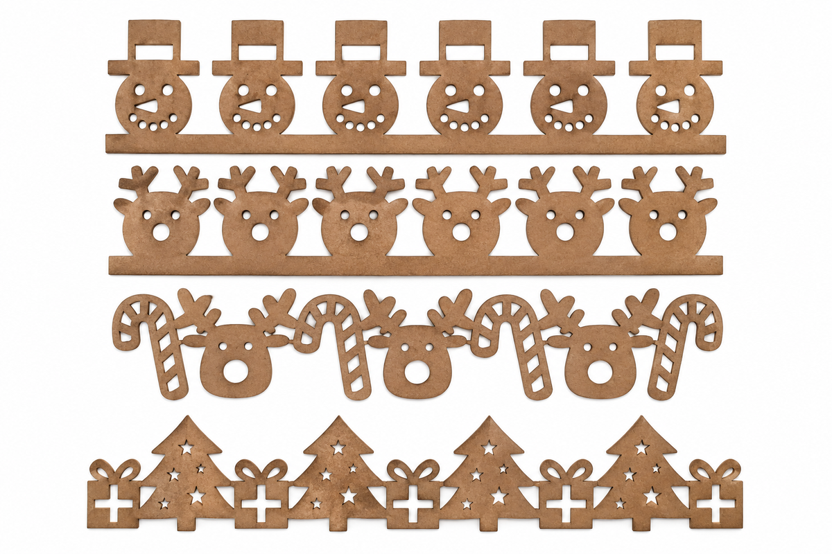 Kit de Réguas de Textura Natal em Madeira para Cerâmica